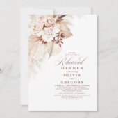 White Flowers and Pampas Grass Rehearsal Dinner Kaart (Voorkant)