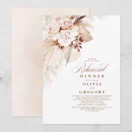 White Flowers and Pampas Grass Rehearsal Dinner Kaart