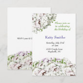White Flowers Birthday Invitation Kaart (Voorkant / Achterkant)