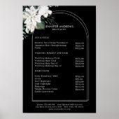 White Flowers-Black Salon prijslijst Poster (Voorkant)