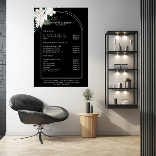White Flowers-Black Salon prijslijst Poster