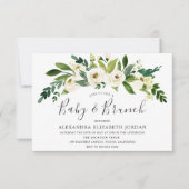 White Flowers Blooming Baby & Brunch Invitation Kaart (Voorkant)