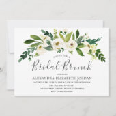 White Flowers Blooming Bridal Brunch Invitation Kaart (Voorkant)