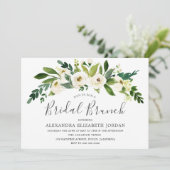 White Flowers Blooming Bridal Brunch Invitation Kaart (Staand voorkant)