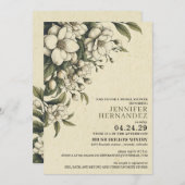 White Flowers Bridal Shower Invitation Kaart (Voorkant / Achterkant)