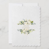 White Flowers Christening 1st Birthday Party Kaart (Achterkant)