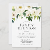 White Flowers & Cream Elegant Family Reunion Kaart (Voorkant)