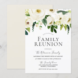 White Flowers & Cream Elegant Family Reunion Kaart