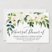 White Flowers & Cream Elegant Rehearsal Dinner Kaart (Voorkant)