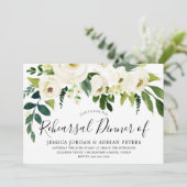 White Flowers & Cream Elegant Rehearsal Dinner Kaart (Staand voorkant)