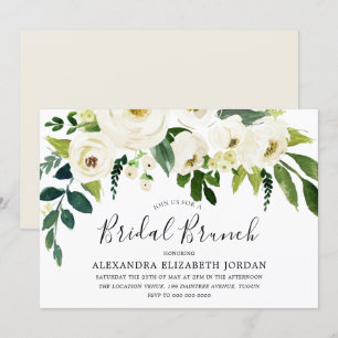 White Flowers & Cream Elegant Vrijgezellenfeest Br Kaart