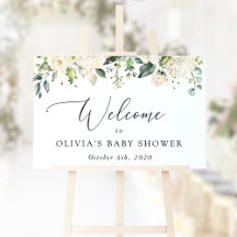White Flowers, Cream Flowers, Baby shower Welcome