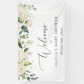 White Flowers, Cream Flowers, Baby shower Welcome Spandoek (Verticaal)