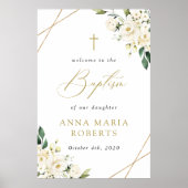 White Flowers, Cream Flowers, Baptism Welcome Poster (Voorkant)