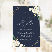 White Flowers, Cream Flowers, Baptism Welcome Poster