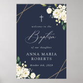 White Flowers, Cream Flowers, Baptism Welcome Poster (Voorkant)