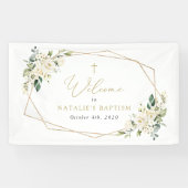 White Flowers, Cream Flowers, Baptism Welcome Spandoek (Horizontaal)
