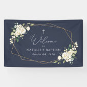 White Flowers, Cream Flowers, Baptism Welcome Spandoek (Horizontaal)