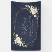White Flowers, Cream Flowers, Baptism Welcome Spandoek (Verticaal)