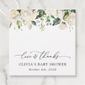 White Flowers, Cream Flowers, Boho, Baby shower Bedankjes Labels (Voorkant)