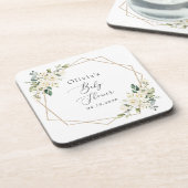 White Flowers, Cream Flowers, Boho, Baby shower Bier Onderzetter (Linkerzijde)