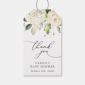 White Flowers, Cream Flowers, Boho, Baby shower Cadeaulabel (Voorkant)