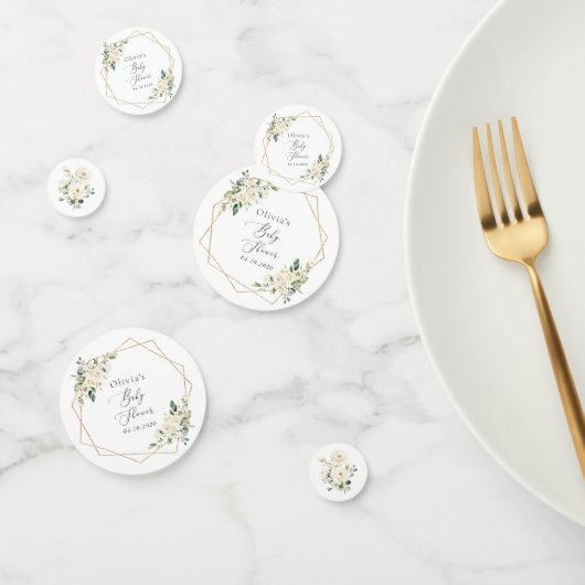 White Flowers, Cream Flowers, Boho, Baby shower Confetti (Groep)