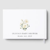 White Flowers, Cream Flowers, Boho, Baby shower Gastenboek (Achterkant)
