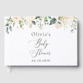 White Flowers, Cream Flowers, Boho, Baby shower Gastenboek (Voorkant)