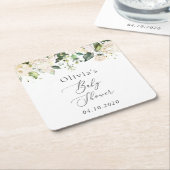 White Flowers, Cream Flowers, Boho, Baby shower Kartonnen Onderzetters (Schuin)