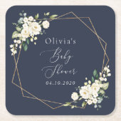 White Flowers, Cream Flowers, Boho, Baby shower Kartonnen Onderzetters (Voorkant)
