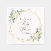 White Flowers, Cream Flowers, Boho, Baby shower Servet (Voorkant)