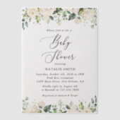 White Flowers, Cream Flowers, Boho, Baby shower Vellum Uitnodigingen (Voorkant)