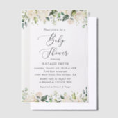 White Flowers, Cream Flowers, Boho, Baby shower Vellum Uitnodigingen (Offset)
