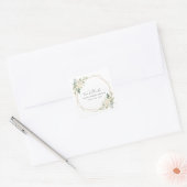 White Flowers, Cream Flowers, Boho, Baby shower Vierkante Sticker (Envelop)