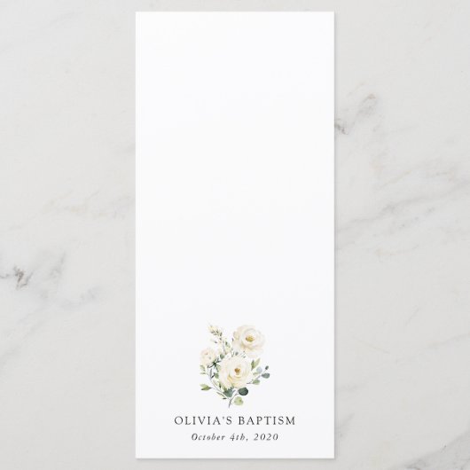 White Flowers, Cream Flowers, Boho, Baptism Menu (Achterkant)