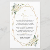White Flowers, Cream Flowers, Boho, Baptism Menu (Voorkant)
