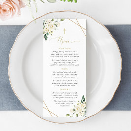White Flowers, Cream Flowers, Boho, Baptism Menu