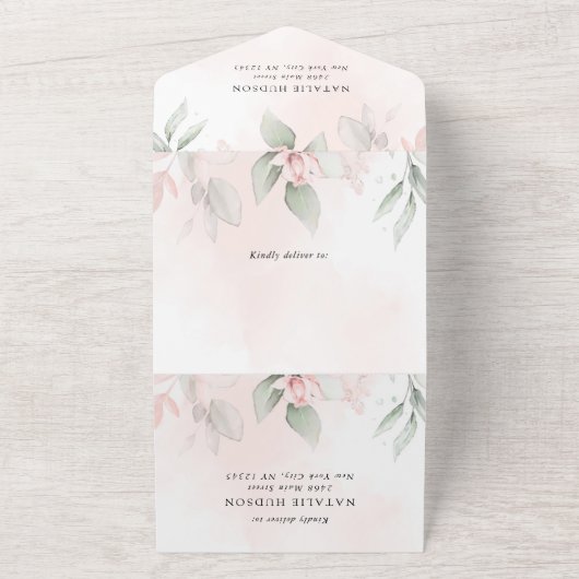 White Flowers, Cream Flowers, Boho, Birthday All In One Uitnodiging (Buitenkant)