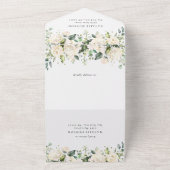 White Flowers, Cream Flowers, Boho, Birthday All In One Uitnodiging (Buitenkant)