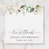 White Flowers, Cream Flowers, Boho, Birthday Bedankjes Labels (Voorkant)