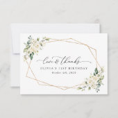 White Flowers, Cream Flowers, Boho, Birthday Bedankkaart (Voorkant)