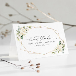 White Flowers, Cream Flowers, Boho, Birthday Bedankkaart