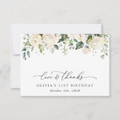 White Flowers, Cream Flowers, Boho, Birthday Bedankkaart (Voorkant)