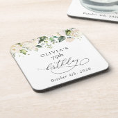 White Flowers, Cream Flowers, Boho, Birthday Bier Onderzetter (Linkerzijde)