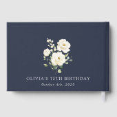 White Flowers, Cream Flowers, Boho, Birthday Gastenboek (Achterkant)