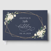 White Flowers, Cream Flowers, Boho, Birthday Gastenboek (Voorkant)