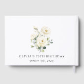 White Flowers, Cream Flowers, Boho, Birthday Gastenboek (Achterkant)