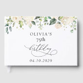 White Flowers, Cream Flowers, Boho, Birthday Gastenboek (Voorkant)
