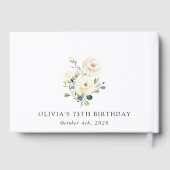 White Flowers, Cream Flowers, Boho, Birthday Gastenboek (Achterkant)